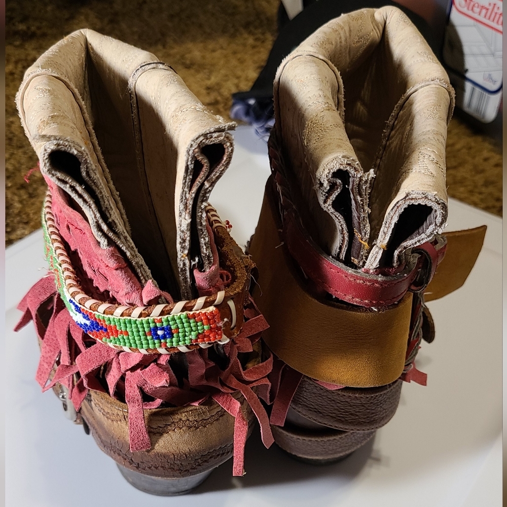 Dan Post Sz 8 Boho Upcycled Embellished Cowboy Boots - Picture 4 of 6